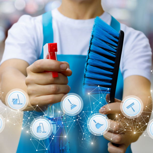 Technician performing end-of-tenancy residential cleaning—polishing surfaces, removing stains, and ensuring inspection readiness.
